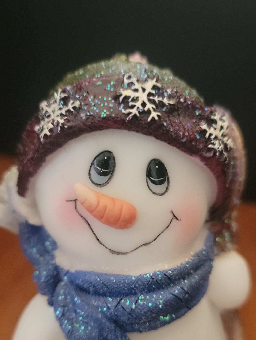 Sparkling Snowman Figurine with Blue Scarf - Picture 5 of 5